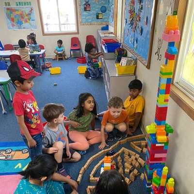 Kids playing together inside Photo